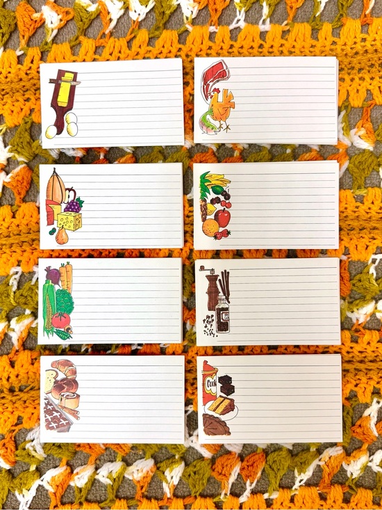 Vintage Other - 60s Vintage 🎂 Food Group Illustrated Recipe Cards - 🆕 & UNUSED!